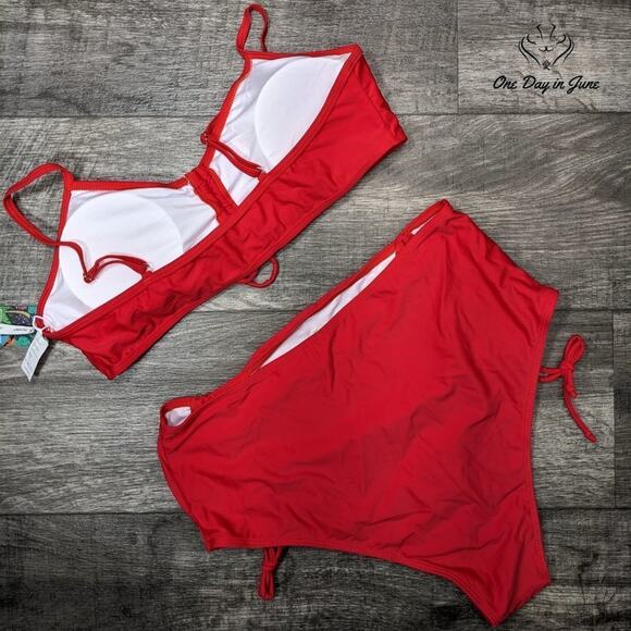 Peddney Ruched Front High Waist Bikini Swimsuit Size XL - Picture 3 of 3